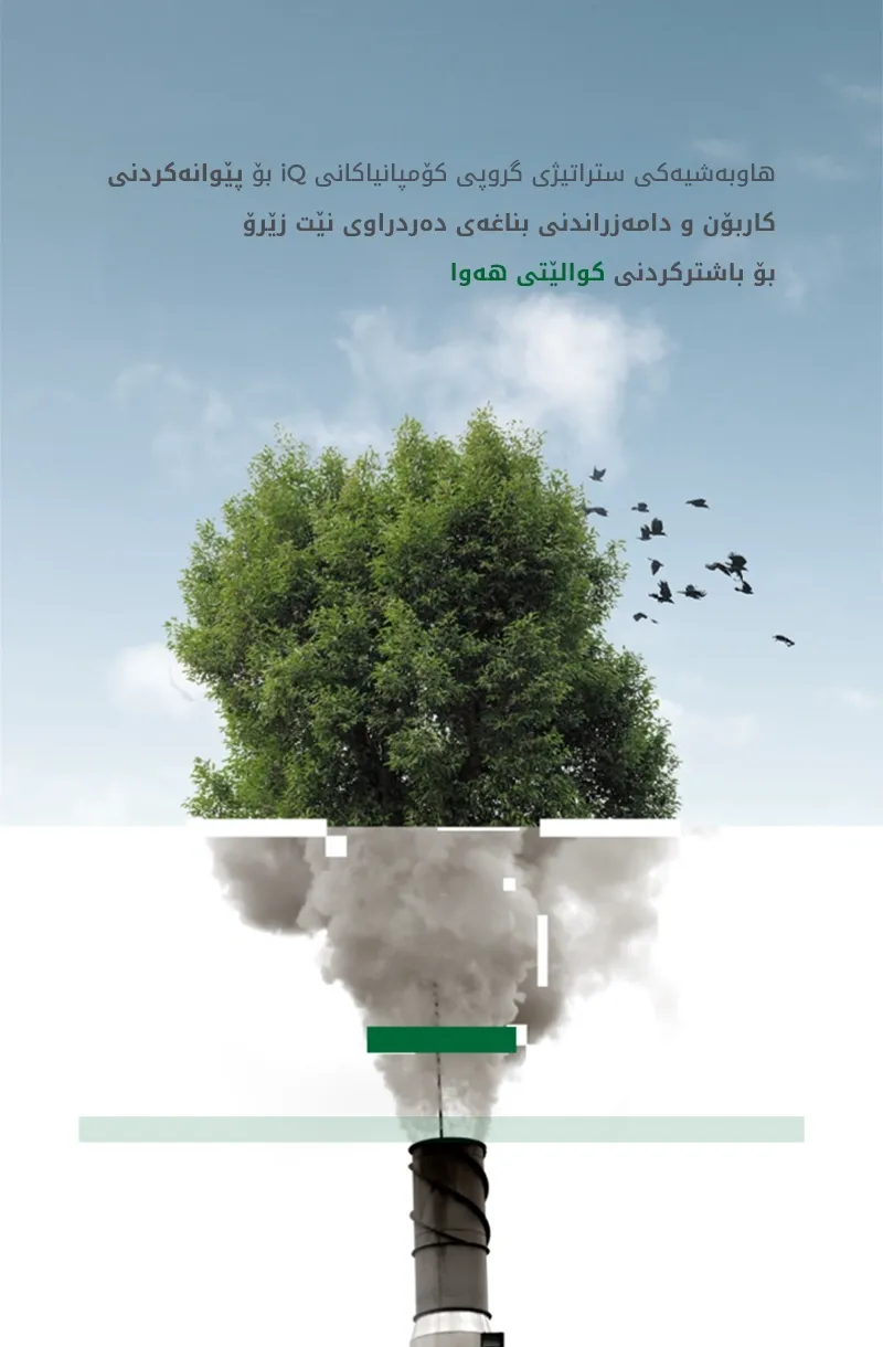 هاوبەشیەکی ستراتیژی گروپی کۆمپانیاکانی iQ بۆ پێوانەکردنی کاربۆن و دامەزراندنی بناغەی دەردراوی نێت زێرۆ بۆ باشترکردنی کوالێتی هەوا